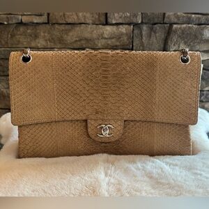 Chanel Beige Python Shoulder Bag